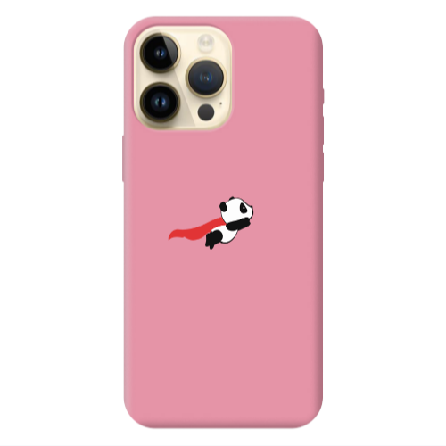 Apple iPhone 13 Pro Max kite flying panda Pink Colored Silicone TPU Θήκη