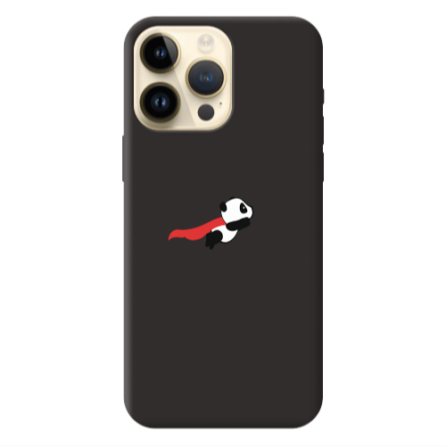 Apple iPhone 13 Pro Max kite flying panda Black Colored Silicone TPU Θήκη