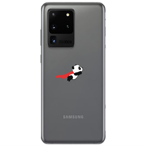 Samsung S20 Ultra kite flying panda Transparent Silicone TPU Θήκη