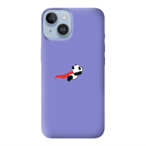 Apple iPhone 14  kite flying panda Purple Colored Silicone TPU Θήκη