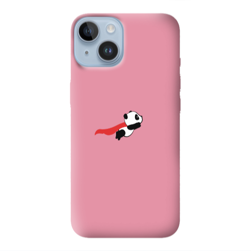 Apple iPhone 14  kite flying panda Pink Colored Silicone TPU Θήκη
