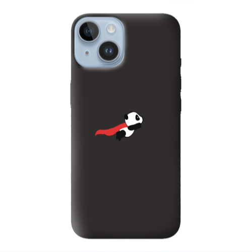 Apple iPhone 14  kite flying panda Black Colored Silicone TPU Θήκη