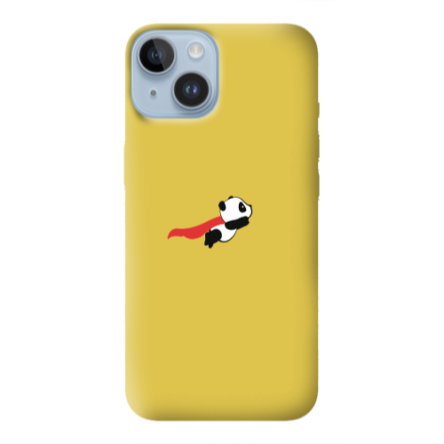 Apple iPhone 14 Plus kite flying panda Yellow Colored Silicone TPU Θήκη
