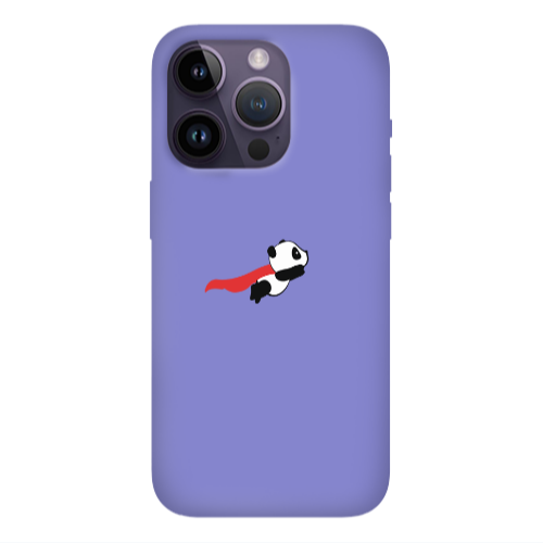 Apple iPhone 14 Pro  kite flying panda Purple Colored Silicone TPU Θήκη