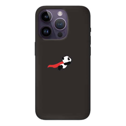 Apple iPhone 14 Pro  kite flying panda Black Colored Silicone TPU Θήκη