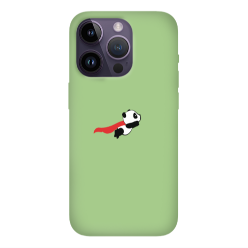 Apple iPhone 14 Pro Max kite flying panda Light Green Colored Silicone TPU Θήκη