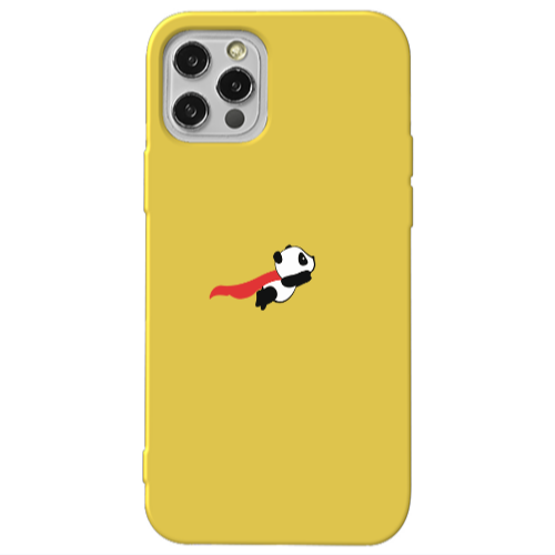 Apple iPhone 13 Pro kite flying panda Yellow Colored Silicone TPU Θήκη