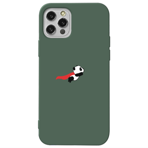 Apple iPhone 13 Pro kite flying panda Dark Green Colored Silicone TPU Θήκη