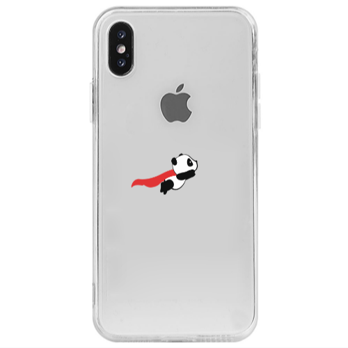 Apple iPhone Xs Max kite flying panda Transparent Silicone TPU Θήκη