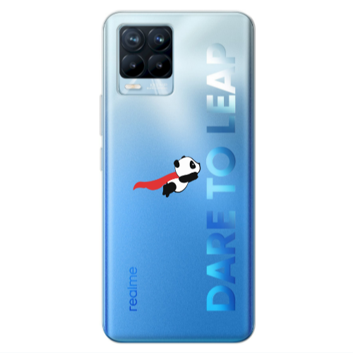 Realme 8 Pro kite flying panda Transparent Silicone TPU Θήκη