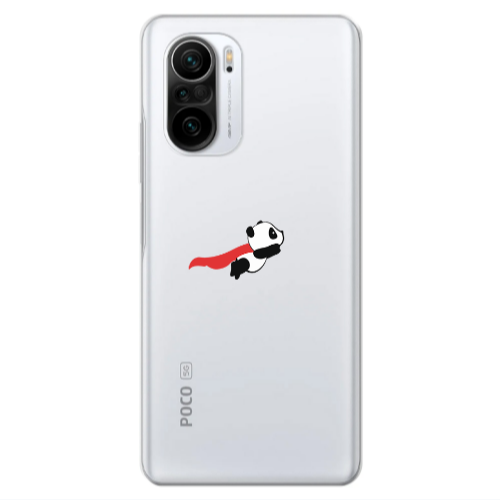 Xiaomi Poco F3 kite flying panda Transparent Silicone TPU Θήκη