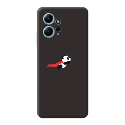 Xiaomi Redmi Note 12 4G kite flying panda Black Colored Silicone TPU Θήκη