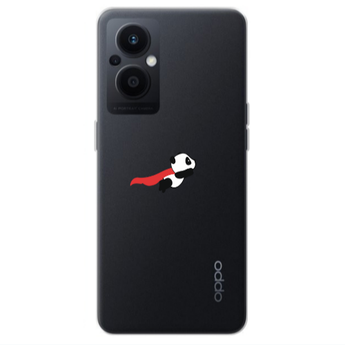 Oppo Reno 7 Lite kite flying panda Transparent Silicone TPU Θήκη