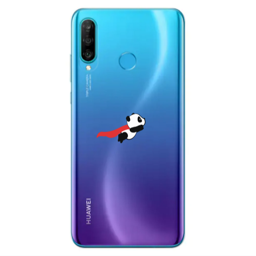 Huawei P30 Lite kite flying panda Transparent Silicone TPU Θήκη