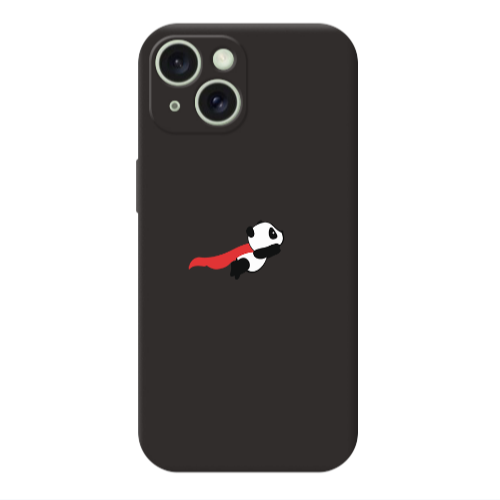 Apple iPhone 15 kite flying panda Black Colored Silicone TPU Θήκη