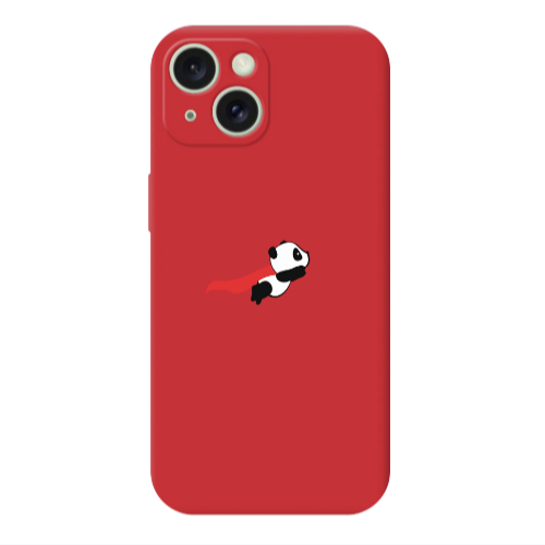 Apple iPhone 15 kite flying panda Red Colored Silicone TPU Θήκη