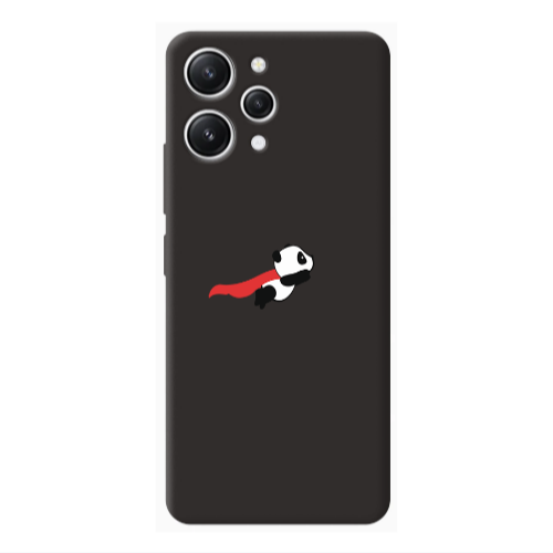Xiaomi Redmi 12 kite flying panda Black Colored Silicone TPU Θήκη