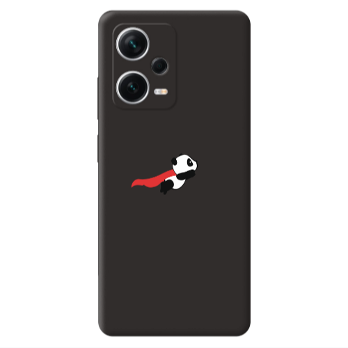 Xiaomi Poco X5 kite flying panda Black Colored Silicone TPU Θήκη