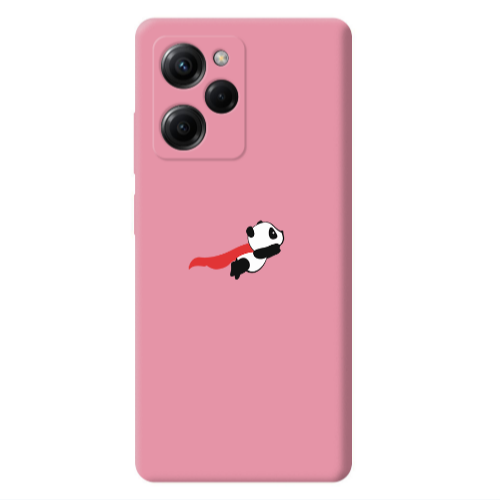 Xiaomi Poco X5 Pro kite flying panda Pink Colored Silicone TPU Θήκη