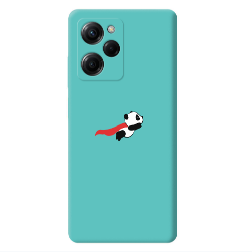 Xiaomi Poco X5 Pro kite flying panda Turquoise Colored Silicone TPU Θήκη
