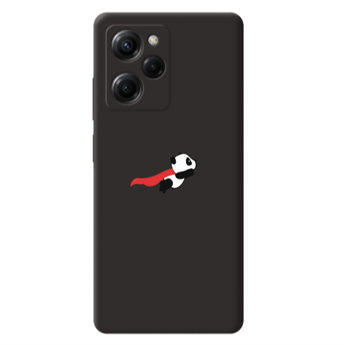 Xiaomi Poco X5 Pro kite flying panda Black Colored Silicone TPU Θήκη