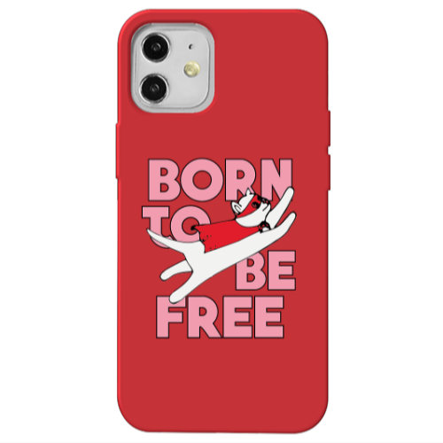 Apple iPhone 12 Born Free Red Colored Silicone TPU Θήκη