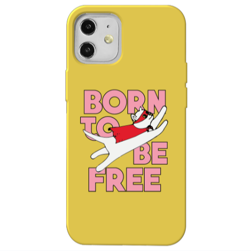 Apple iPhone 12 Born Free Yellow Colored Silicone TPU Θήκη