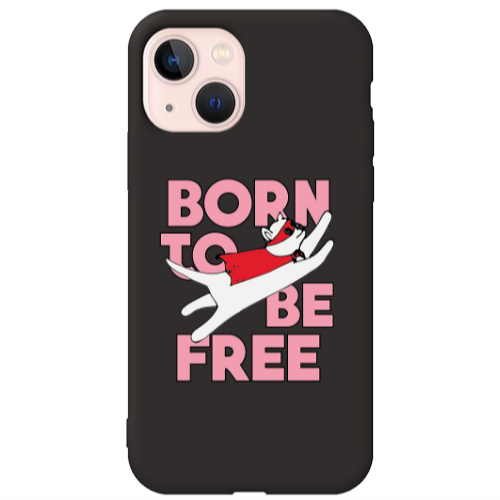 Apple iPhone 13 Born Free Black Colored Silicone TPU Θήκη