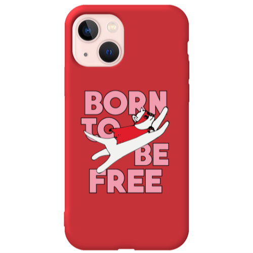 Apple iPhone 13 Born Free Red Colored Silicone TPU Θήκη