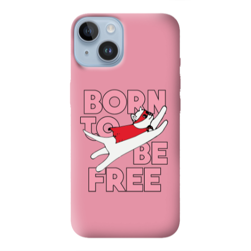 Apple iPhone 14  Born Free Pink Colored Silicone TPU Θήκη