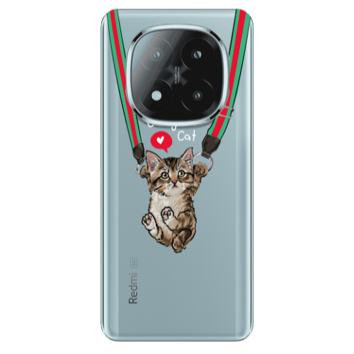 Xiaomi Redmi Note 14 Pro + 5g Swinging cat Transparent Silicone TPU Θήκη