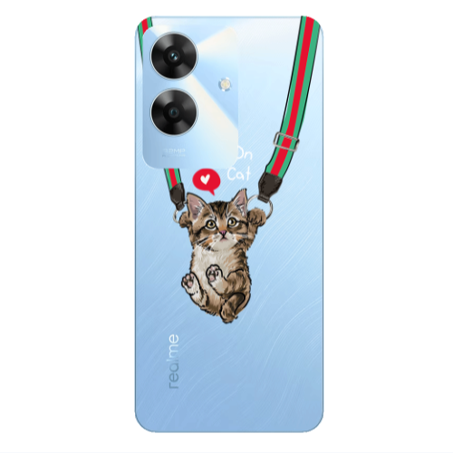 Realme Note 60 Swinging cat Transparent Silicone TPU Θήκη