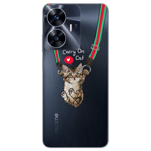 Realme Note 50 Swinging cat Transparent Silicone TPU Θήκη