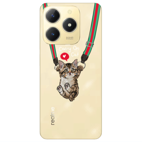 Realme C61 Swinging cat Transparent Silicone TPU Θήκη