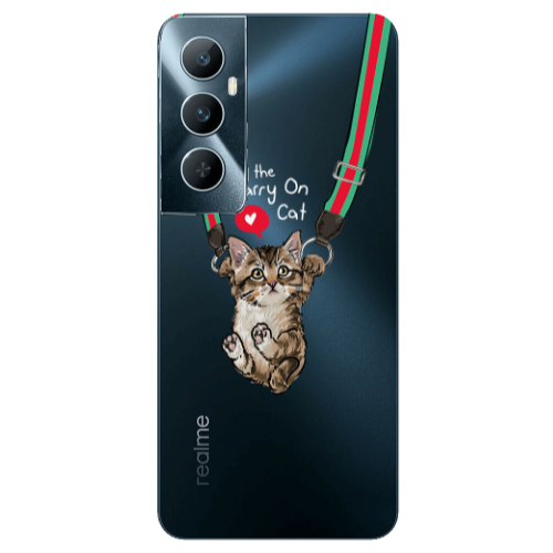 Realme C65 Swinging cat Transparent Silicone TPU Θήκη