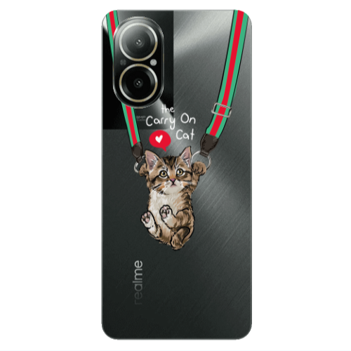 Realme C67 Swinging cat Transparent Silicone TPU Θήκη