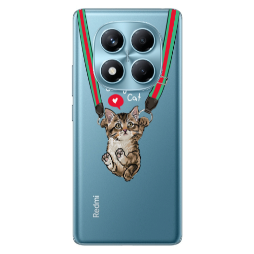 Xiaomi Redmi Note 14 Pro Swinging cat Transparent Silicone TPU Θήκη