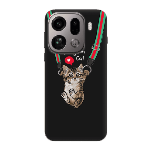 Oppo Find X9 Pro Swinging cat Black Colored Silicone TPU Θήκη