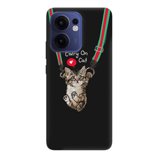 Oppo Reno 13 F Swinging cat Black Colored Silicone TPU Θήκη