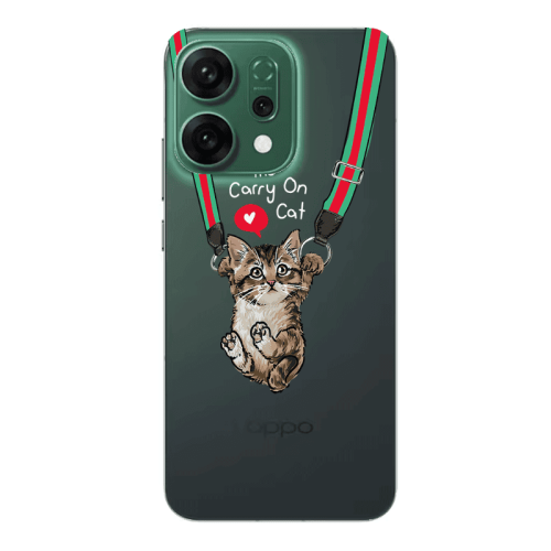 Oppo RENO 14 Swinging cat Transparent Silicone TPU Θήκη