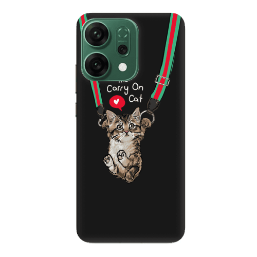 Oppo RENO 14 Swinging cat Black Colored Silicone TPU Θήκη