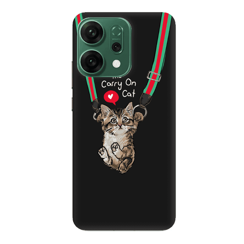 Oppo RENO 14 Swinging cat Black Colored Silicone TPU Θήκη