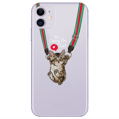 Apple iPhone 11  Swinging cat Transparent Silicone TPU Θήκη