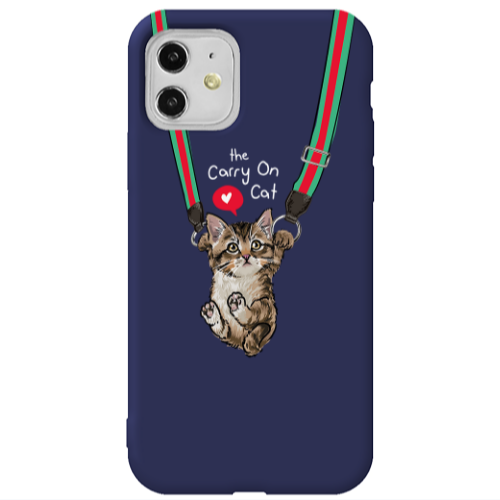 Apple iPhone 11  Swinging cat Dark blue Colored Silicone TPU Θήκη