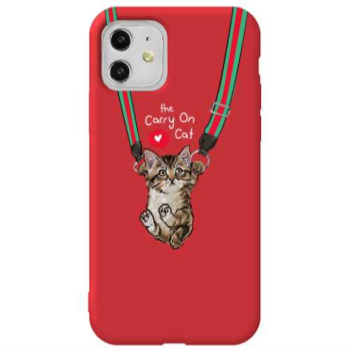Apple iPhone 11  Swinging cat Red Colored Silicone TPU Θήκη