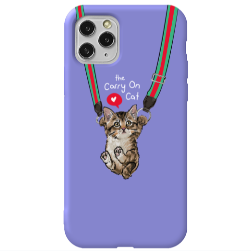 Apple iPhone 11 Pro Swinging cat Purple Colored Silicone TPU Θήκη