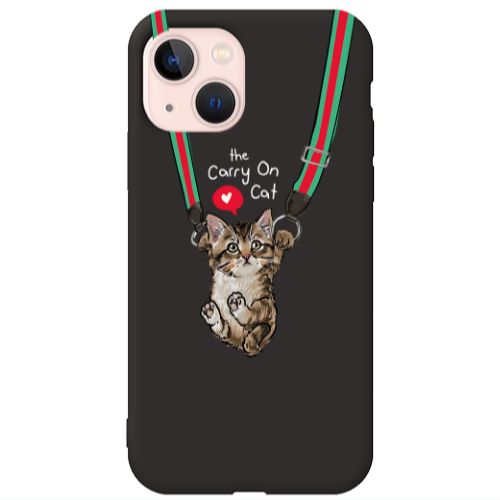 Apple iPhone 13 Swinging cat Black Colored Silicone TPU Θήκη