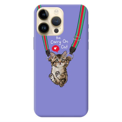 Apple iPhone 13 Pro Max Swinging cat Purple Colored Silicone TPU Θήκη