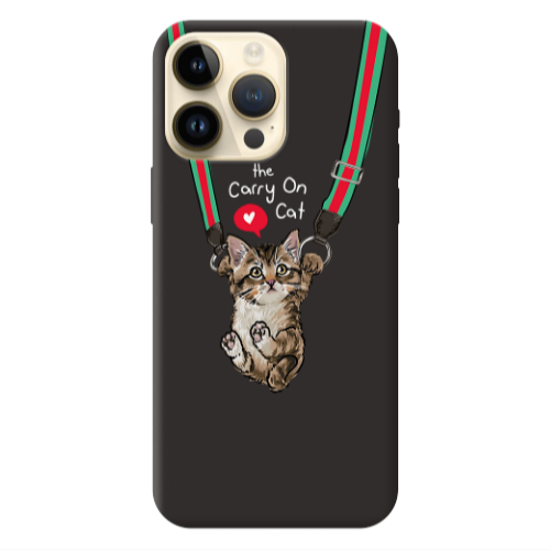 Apple iPhone 13 Pro Max Swinging cat Black Colored Silicone TPU Θήκη