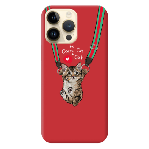 Apple iPhone 13 Pro Max Swinging cat Red Colored Silicone TPU Θήκη